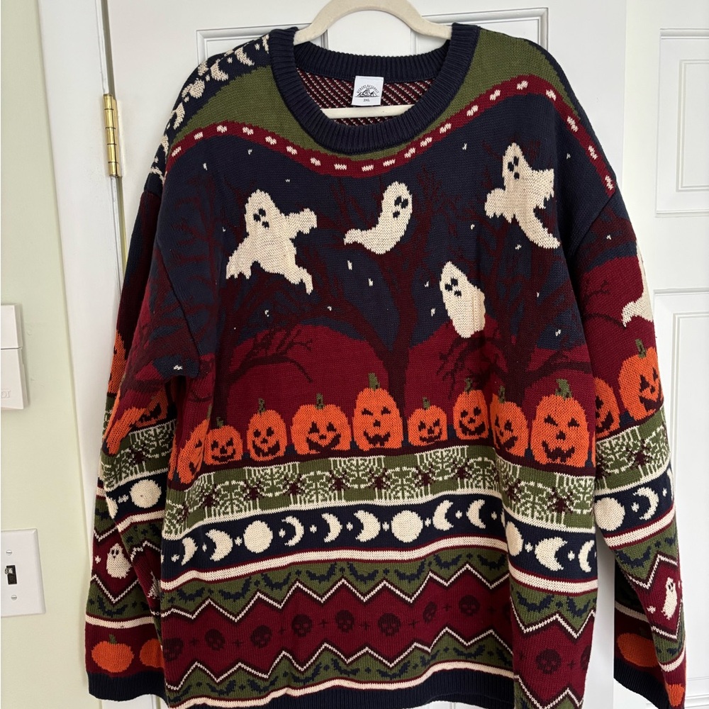 Weber’s Resupply “Spooky” Halloween Ghost and Pumpkin Sweater unisex 3XL